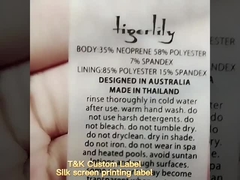 Şeffaf Yumuşak TPU Giyim Etiketleri CMYK Renkler Yıkanabilir Banyo Giysileri