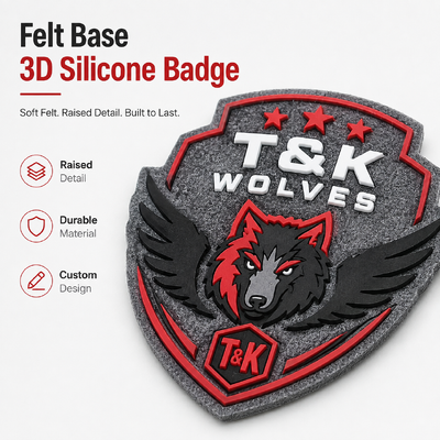 Keçe Tabanlı 3D Silikon Arma Özel Kabartmalı Logo Dikilebilir Dayanıklı Takım Arması Özel Üretim Doğrudan OEM Fabrikasından