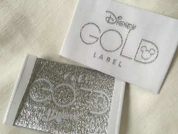 Disney Gold Bage End Fold Dokuma Giysi Etiketleri Soğuk Kesme / Isı Kesme