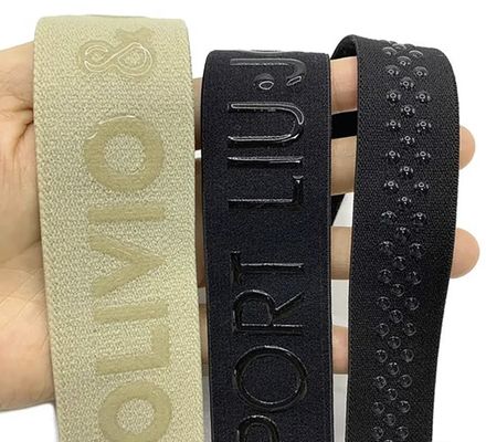 Özel 3D Logo Elastik Kayış Parlak Mat Silikon Polyester Dokuma Konfeksiyon Aksesuarları İçin