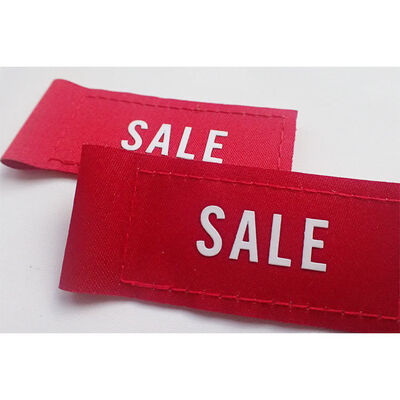 Özelleştirilmiş Marka Logosu Giyim İNDİRİM Etiketi Ekran Baskı Logosu Dokuma Etiket Giyim İçin