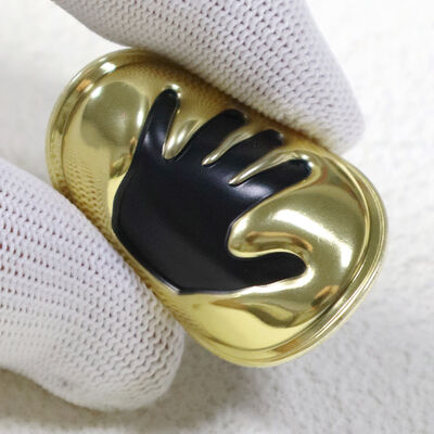 Custom 3D TPU High-Frequency Patch - Metallic Gold Handprint Design for Apparel & Accessories