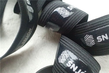 Moda Polyester Yumuşak Elastik Bant, Serigrafi Logolu Siyah Elastik Bant