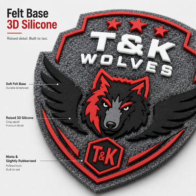 Keçe Tabanlı 3D Silikon Arma Özel Kabartmalı Logo Dikilebilir Dayanıklı Takım Arması Özel Üretim Doğrudan OEM Fabrikasından