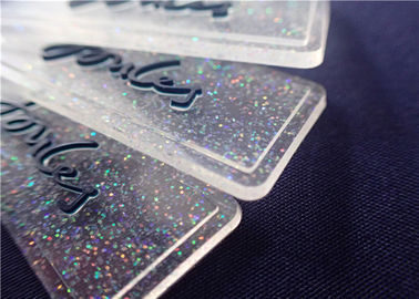 Giysi için Renkli Toz ile Kişiselleştirilmiş Tamamen Şeffaf PVC Rozet