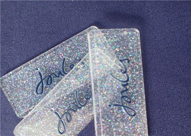 Giysi için Renkli Toz ile Kişiselleştirilmiş Tamamen Şeffaf PVC Rozet