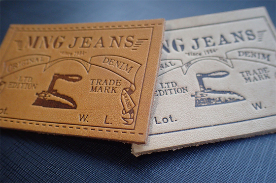 Çevre Dostu Jeans Deri Yama Etiketleri Üniforma İçin Kabartmalı Logo