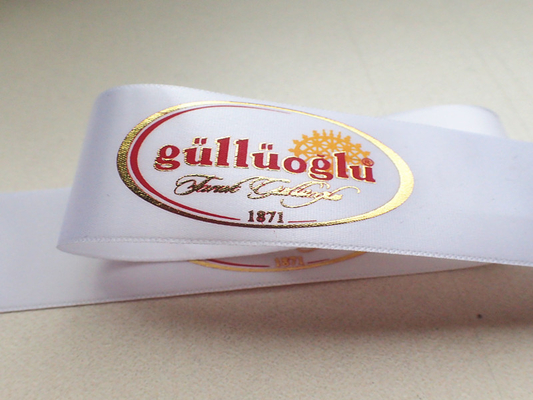 Serigrafi Baskılı Logolu Konfeksiyon Dokuma Polyester Kumaş Bant