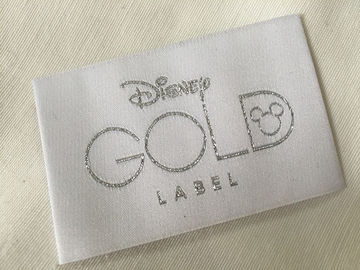 Disney Gold Bage End Fold Dokuma Giysi Etiketleri Soğuk Kesme / Isı Kesme