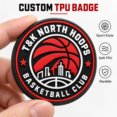 Yumuşak TPU Özel nakışlı yamalar 3 boyutlu basketbol logosu ve giyim nakış yamaları için demirle desteklenir